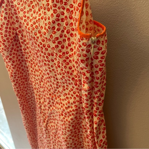 Ann Taylor Cotton Orange White Floral Spaghetti Strap Midi Dress - Picture 3 of 4